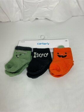 Carter's Halloween Baby Sock 3-Pack - Green, Black, Orange